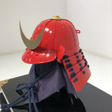 【O-061-K】Deep navy blue thread laced red barrel shoulder guards two-piece cuirass armor (helmet only)：濃紺糸威赤桶側二枚胴具足（兜のみ）