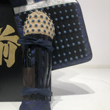 【O-058】Navy Blue Thread Laced Black Okegawa Two-Piece Cuirass Armor with Kuwagata Crest：紺糸威黒桶側二枚胴具足（鍬形）