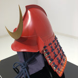 【O-079-K】Deep navy blue thread laced matte red riveted two-piece cuirass armor (peach-shaped helmet) (helmet only)：濃紺糸威赤艶消鋲綴二枚胴具足（桃形兜)（兜のみ）