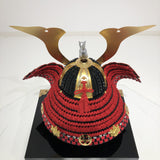 【O-003-K】Red thread laced large plate ō-yoroi armor (helmet only)：赤糸威本大札大鎧（兜のみ）