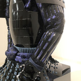 【O-058】Navy Blue Thread Laced Black Okegawa Two-Piece Cuirass Armor with Kuwagata Crest：紺糸威黒桶側二枚胴具足（鍬形）