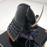 【O-051-K】Navy Blue Thread Laced Black Matte Finish Riveted Two-piece Dou Armor (Momogata) (Helmet Only)：紺糸威黒艶消鋲綴二枚胴具足（桃形）（兜のみ）