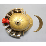 【O-073-K】White thread laced gold-lacquered barrel shoulder guards two-piece cuirass armor (helmet only)：白糸威金塗桶側二枚胴具足（兜のみ）