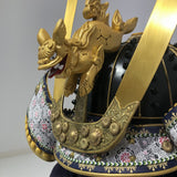 【O-024-K】Deep navy blue thread laced Buddha two-piece cuirass armor (helmet only)：紺糸威仏ニ枚胴（兜のみ）