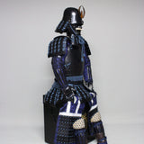 【O-066】Dark blue thread laced riveted head-shaped two-piece cuirass armor with matte lacquer finish：紺糸威鋲綴頭形二枚胴具足（艶消塗）