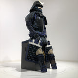 【O-063】Dark Blue Thread Laced Black Barrel Shoulder Guards Two-Piece Cuirass Armor：紺糸威黒桶側二枚胴具足