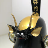 【O-032-K】Deep navy blue thread laced chest-guard two-piece cuirass armor (helmet only)：紺糸威胸取二枚胴具足（兜のみ）