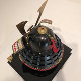 【O-037-K】Dark blue thread laced large-sleeved black two-piece cuirass armor (helmet only)：紺糸威大袖黒二枚胴具足（兜のみ）
