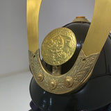 【O-058-K】Dark blue thread laced black barrel shoulder guards two-piece cuirass armor with a helmet featuring a kuwagata (horn-shaped crest) (helmet only)：紺糸威黒桶側二枚胴具足（鍬形）（兜のみ）