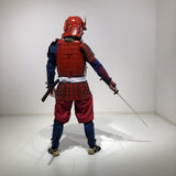 【O-076】Red lacquered armor with dark blue lacing two-plate cuirass, Jidai Festival set：濃紺糸威赤桶側二枚胴　時代祭りセット