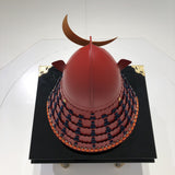 【O-079-K】Deep navy blue thread laced matte red riveted two-piece cuirass armor (peach-shaped helmet) (helmet only)：濃紺糸威赤艶消鋲綴二枚胴具足（桃形兜)（兜のみ）