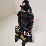 【O-050】Navy Blue Thread Laced Black Matte Riveted Two-Piece Cuirass Armor (Zunari-style Helmet)：紺糸威黒艶消鋲綴二枚胴具足（頭形兜）