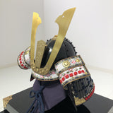 【O-047-K】Deep navy blue thread laced Iyo-style plain lacing two-piece cuirass armor (helmet only)：濃紺糸威伊予素懸二枚胴具足（兜のみ）