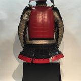 【O-067】Black thread laced Yamatomune shoulder plates two-piece cuirass armor：黒糸威山道頭札二枚胴具足